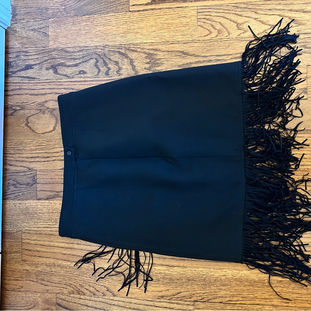 Maje Black Asymmetrical Mini Fringe Skirt - Picture 2 of 4